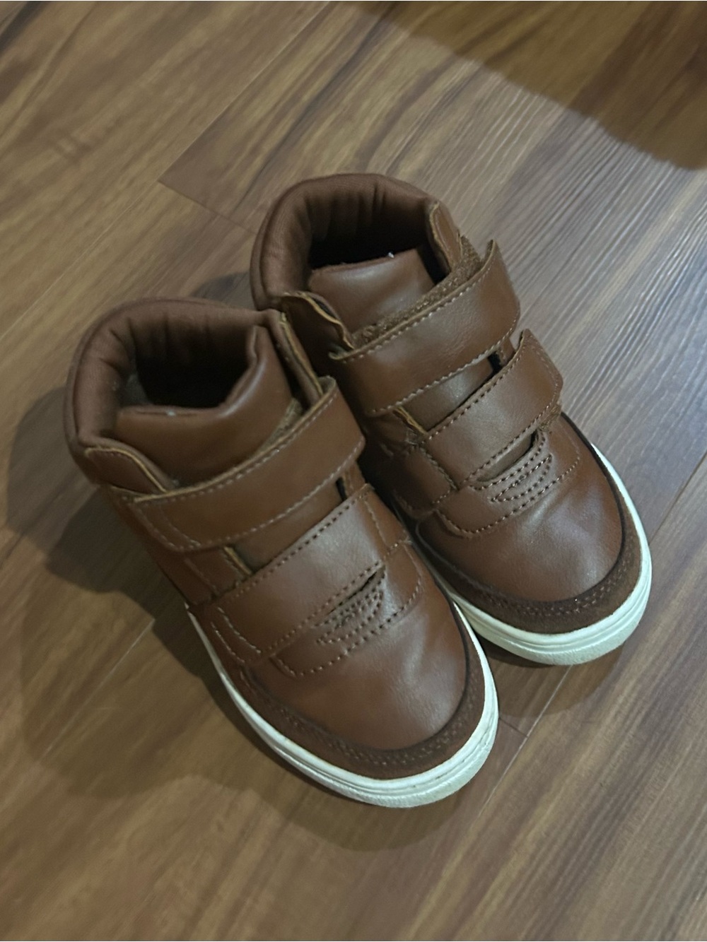 Children's Place Brown Velcro High-Top faux leather Sneakers